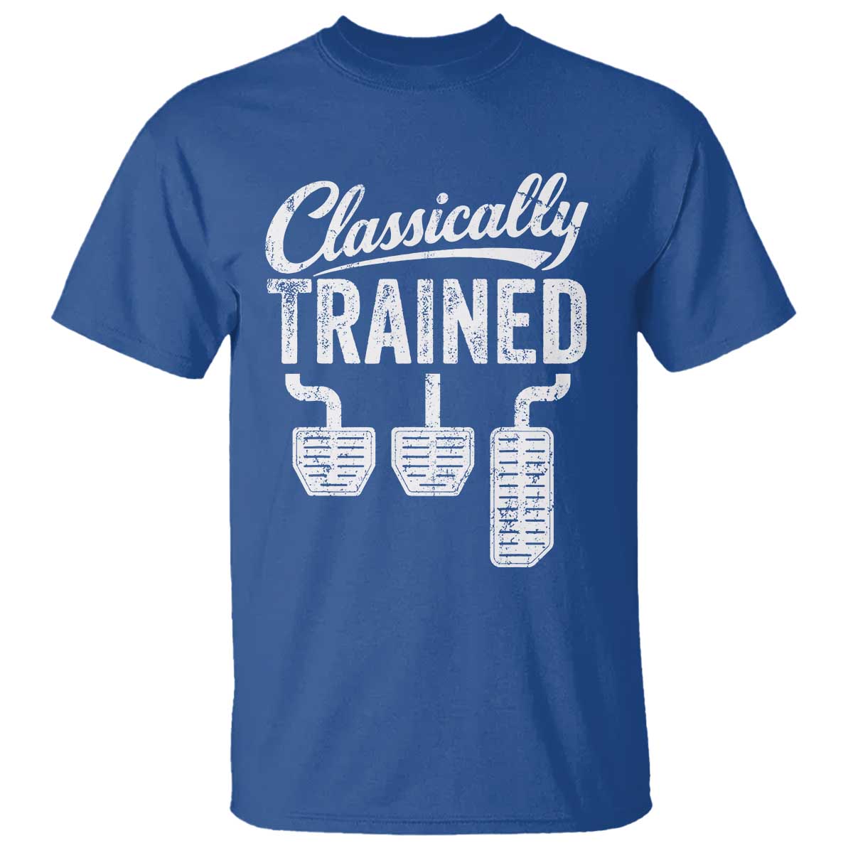 Classically Trained Manual Car T Shirt Pedals Driving Humor TS11 Royal Blue Print Your Wear