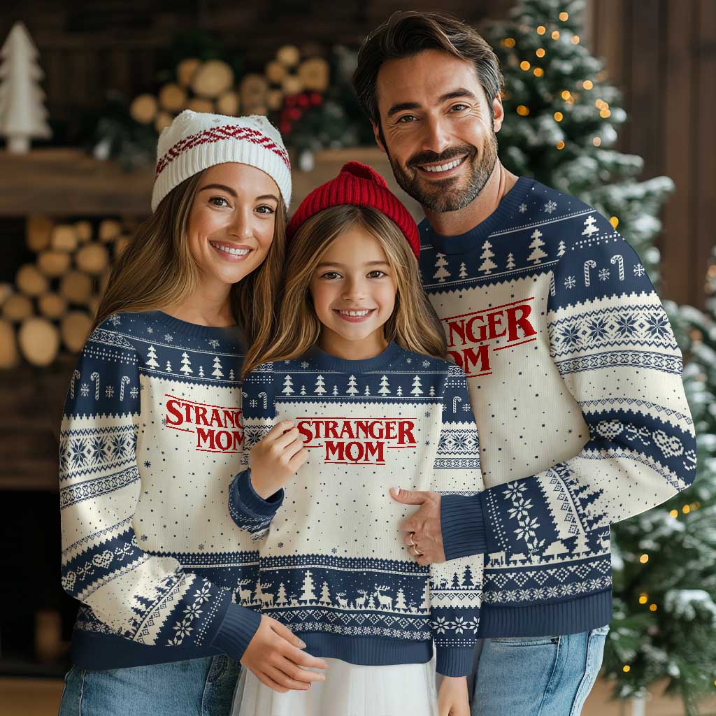 Stranger Mom Ugly Christmas Sweater Funny Mothers Day Movie Gift TS11 Beige Navy Print Your Wear