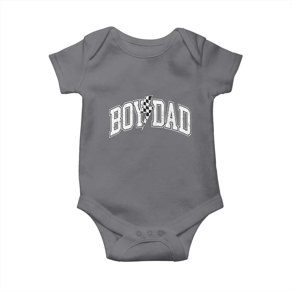 Boy Dad Lightning Bolt Checkered Varsity Son Daddy Baby Onesie TS11 Charcoal Print Your Wear