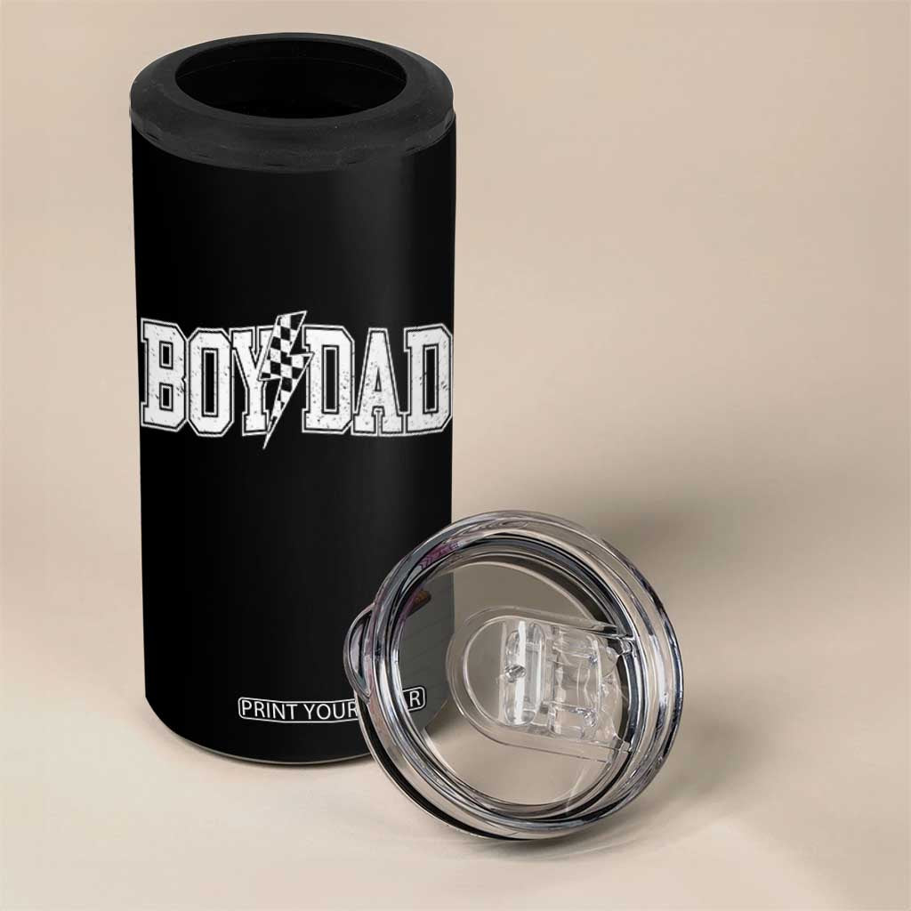 Boy Dad Lightning Bolt Checkered Varsity Son Daddy 4 in 1 Can Cooler Tumbler TS11 Print Your Wear