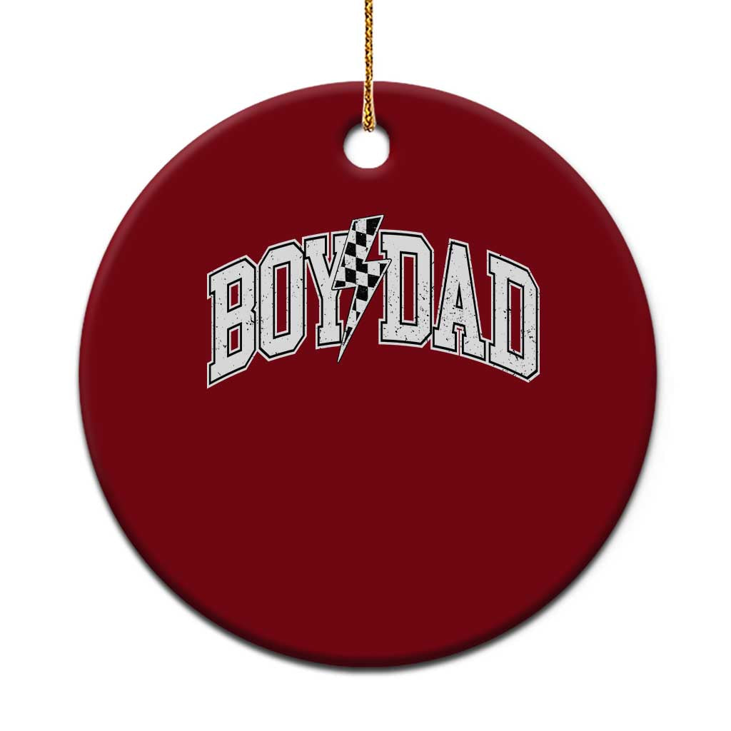 Boy Dad Lightning Bolt Checkered Varsity Son Daddy Ceramic Ornament TS11 1pc Red Print Your Wear