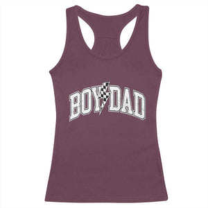 Boy Dad Lightning Bolt Checkered Varsity Son Daddy Racerback Tank Top TS11 Maroon Print Your Wear