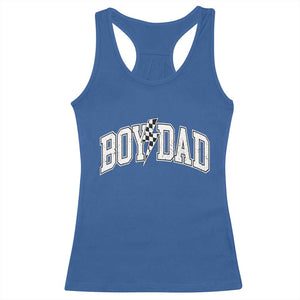 Boy Dad Lightning Bolt Checkered Varsity Son Daddy Racerback Tank Top TS11 Royal Blue Print Your Wear