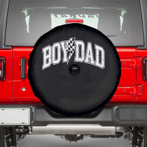 Boy Dad Lightning Bolt Checkered Varsity Son Daddy Spare Tire Cover TS11 Black Print Your Wear