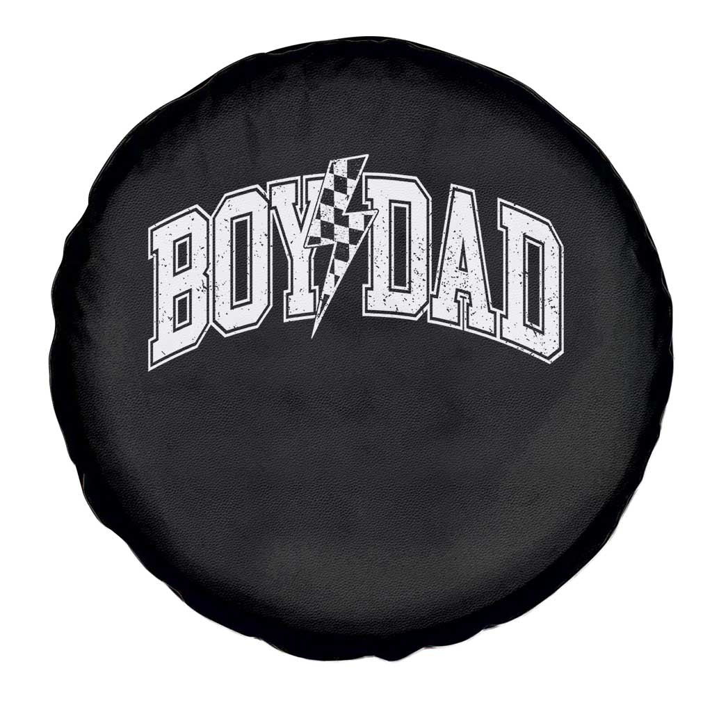 Boy Dad Lightning Bolt Checkered Varsity Son Daddy Spare Tire Cover TS11 Print Your Wear