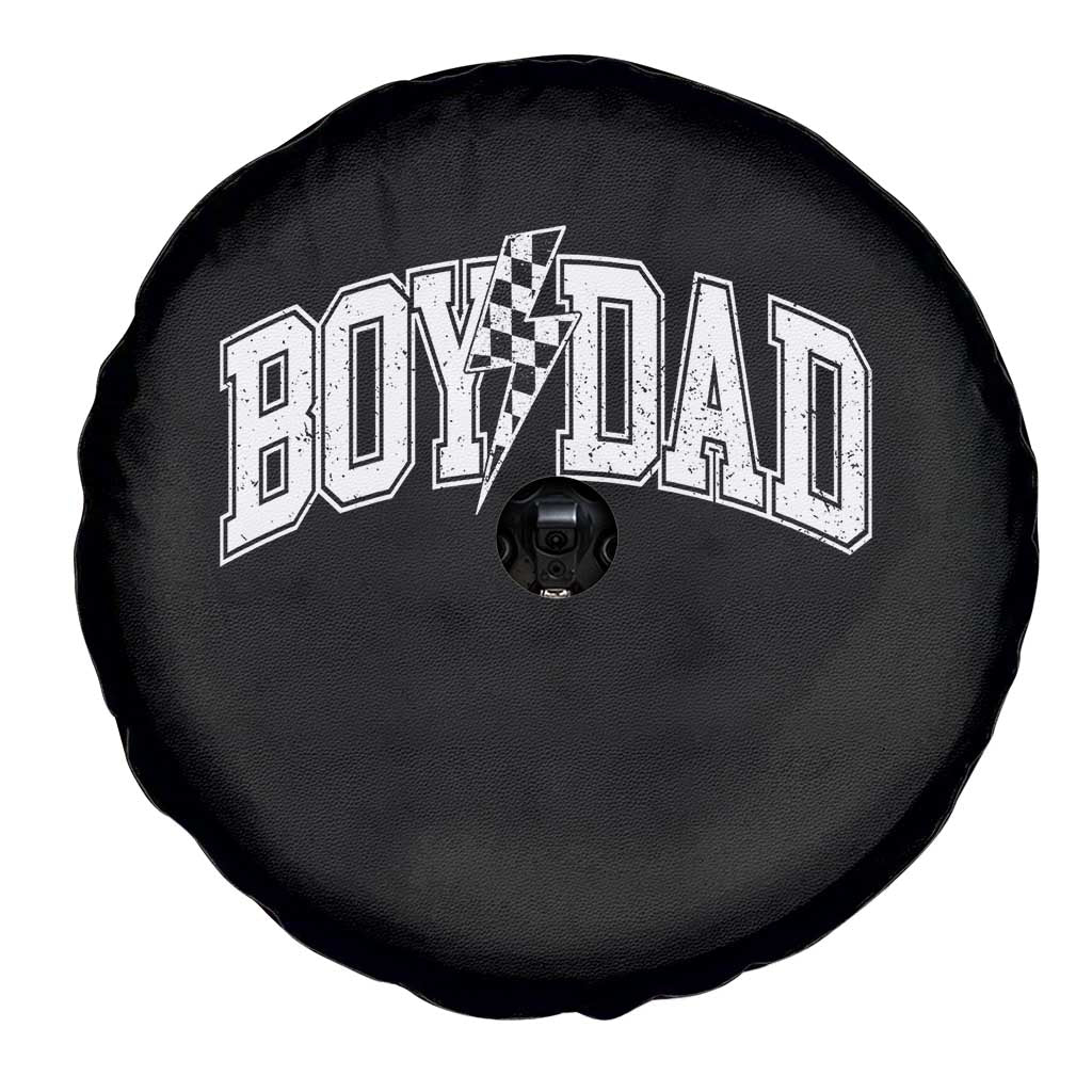 Boy Dad Lightning Bolt Checkered Varsity Son Daddy Spare Tire Cover TS11 Print Your Wear