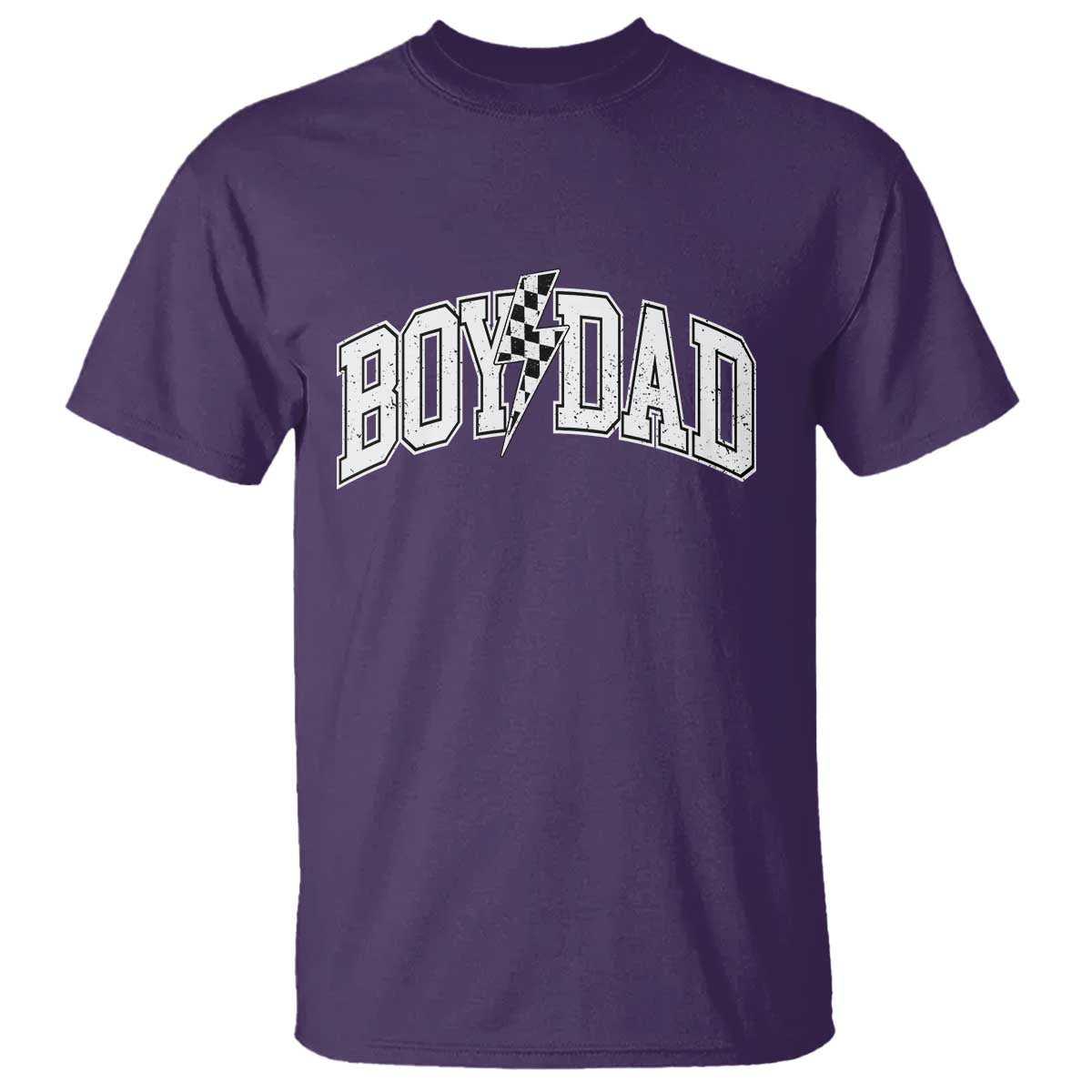 Boy Dad Lightning Bolt Checkered Varsity Son Daddy T Shirt TS11 Purple Print Your Wear