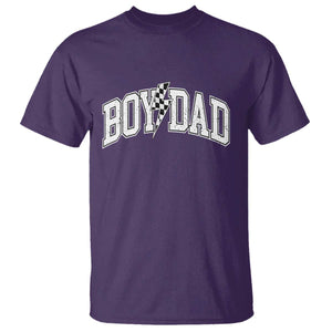 Boy Dad Lightning Bolt Checkered Varsity Son Daddy T Shirt TS11 Purple Print Your Wear