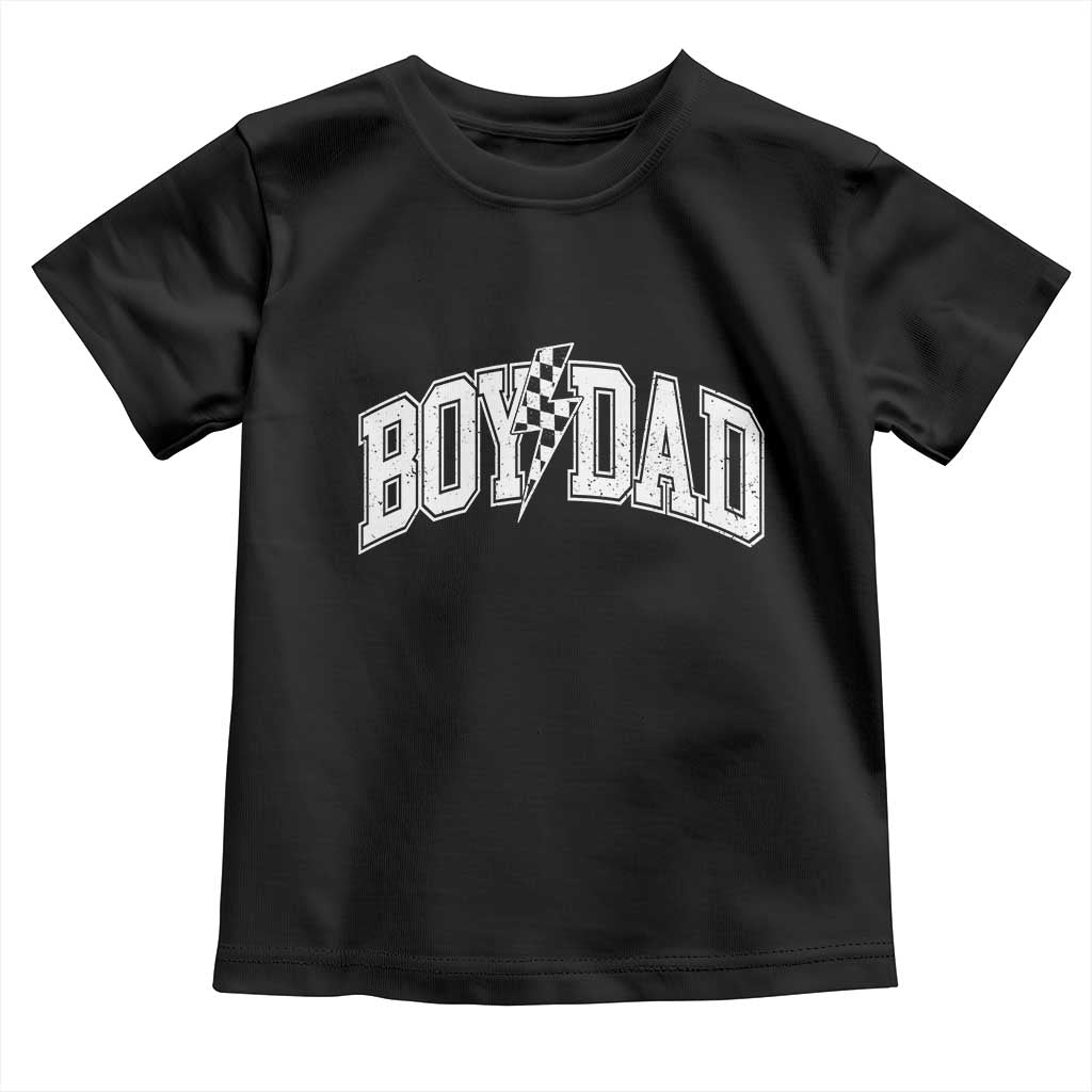 Boy Dad Lightning Bolt Checkered Varsity Son Daddy Toddler T Shirt TS11 Black Print Your Wear