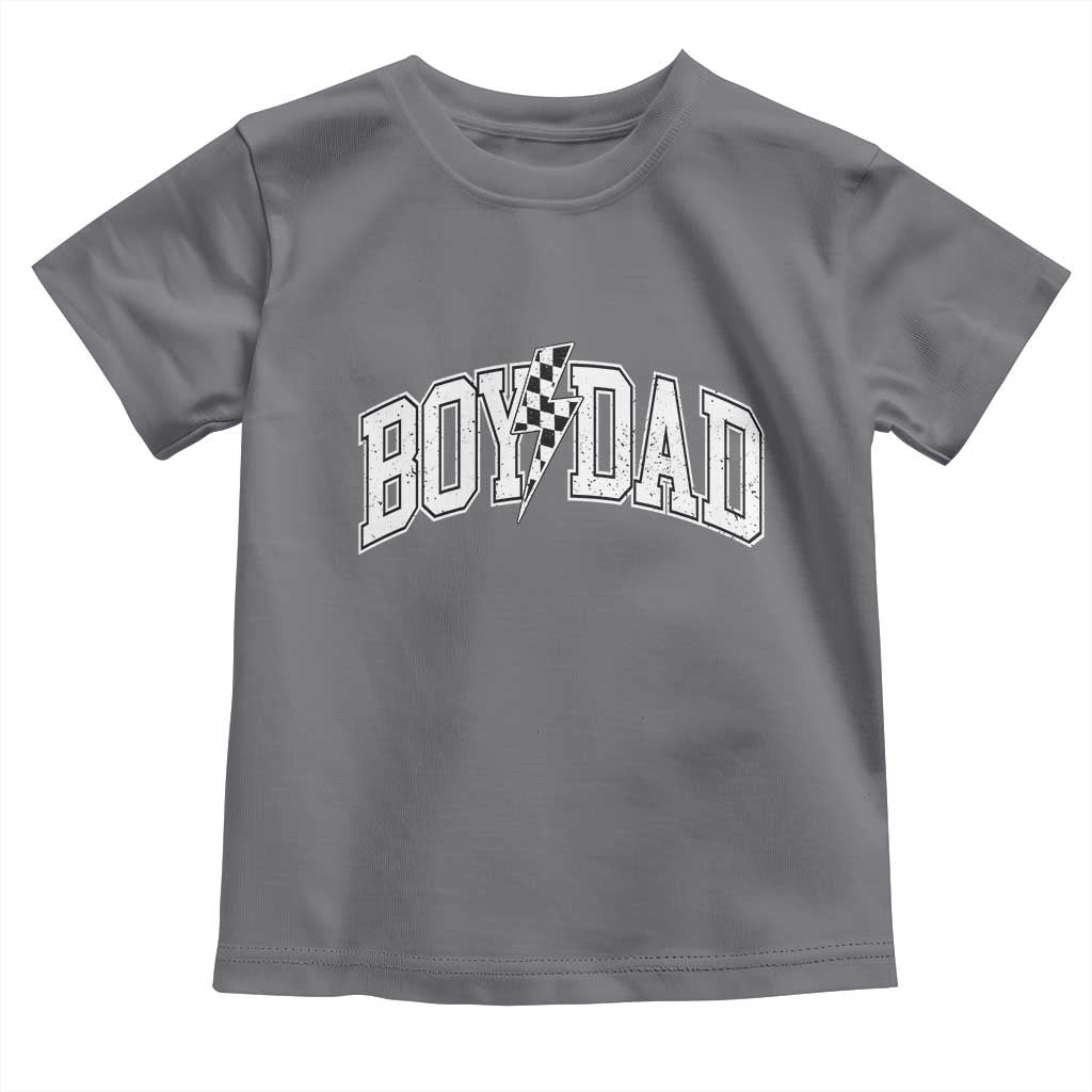Boy Dad Lightning Bolt Checkered Varsity Son Daddy Toddler T Shirt TS11 Charcoal Print Your Wear