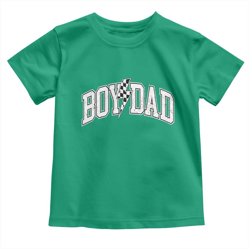 Boy Dad Lightning Bolt Checkered Varsity Son Daddy Toddler T Shirt TS11 Irish Green Print Your Wear