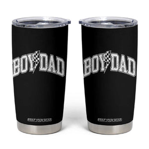 Boy Dad Lightning Bolt Checkered Varsity Son Daddy Tumbler Cup TS11 Black Print Your Wear