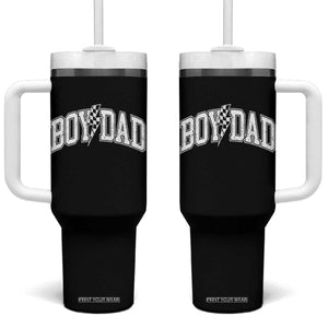Boy Dad Lightning Bolt Checkered Varsity Son Daddy Tumbler With Handle TS11 One Size: 40 oz Black Print Your Wear