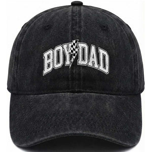 Boy Dad Lightning Bolt Checkered Varsity Son Daddy Washed Cotton Baseball Cap TS11 Print Your Wear