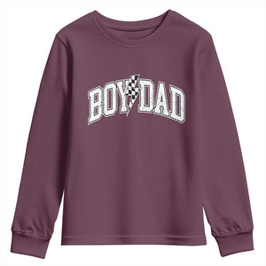 Boy Dad Lightning Bolt Checkered Varsity Son Daddy Youth Sweatshirt TS11 Maroon Print Your Wear
