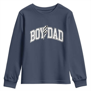Boy Dad Lightning Bolt Checkered Varsity Son Daddy Youth Sweatshirt TS11 Navy Print Your Wear