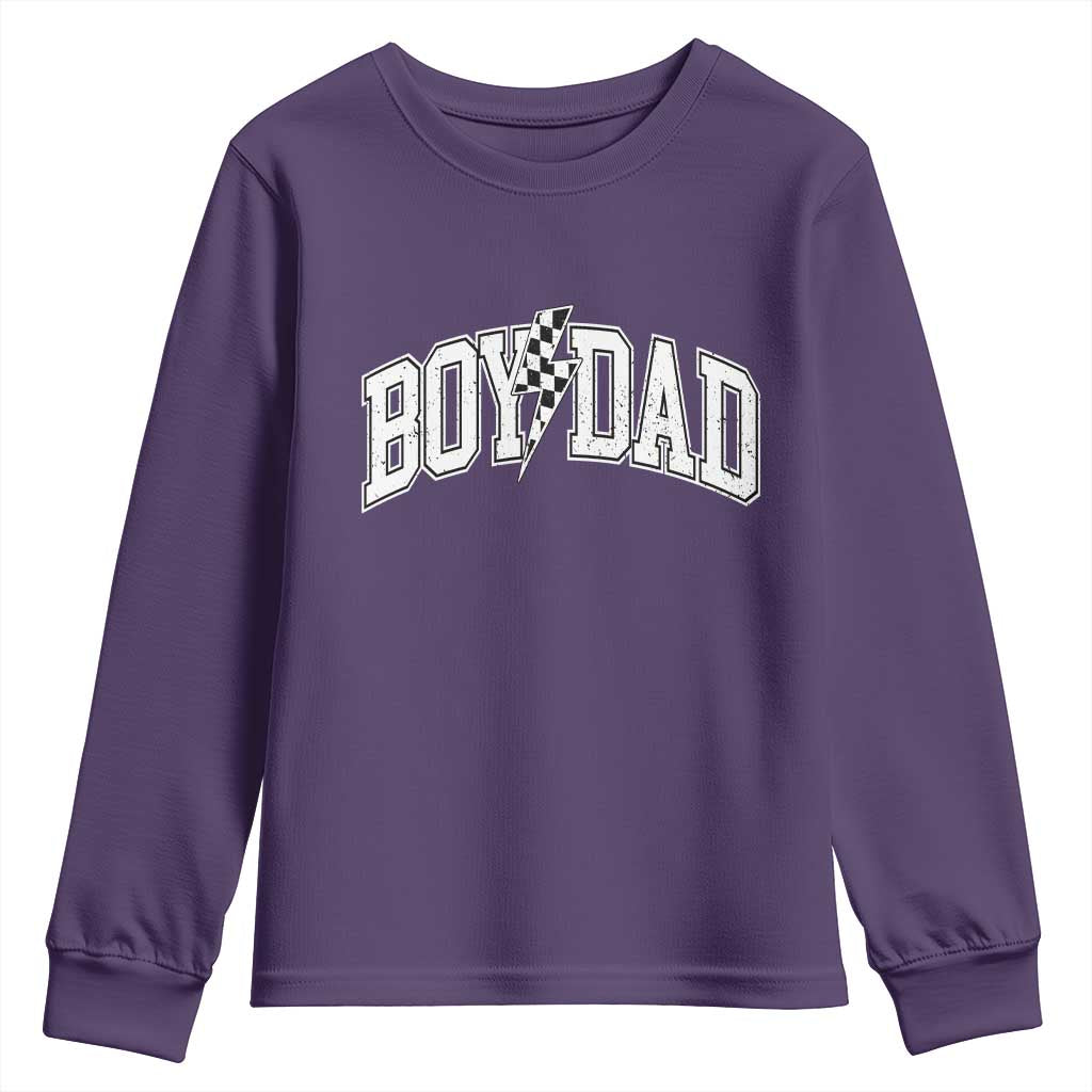Boy Dad Lightning Bolt Checkered Varsity Son Daddy Youth Sweatshirt TS11 Purple Print Your Wear