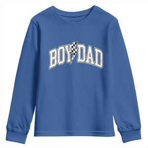 Boy Dad Lightning Bolt Checkered Varsity Son Daddy Youth Sweatshirt TS11 Royal Blue Print Your Wear