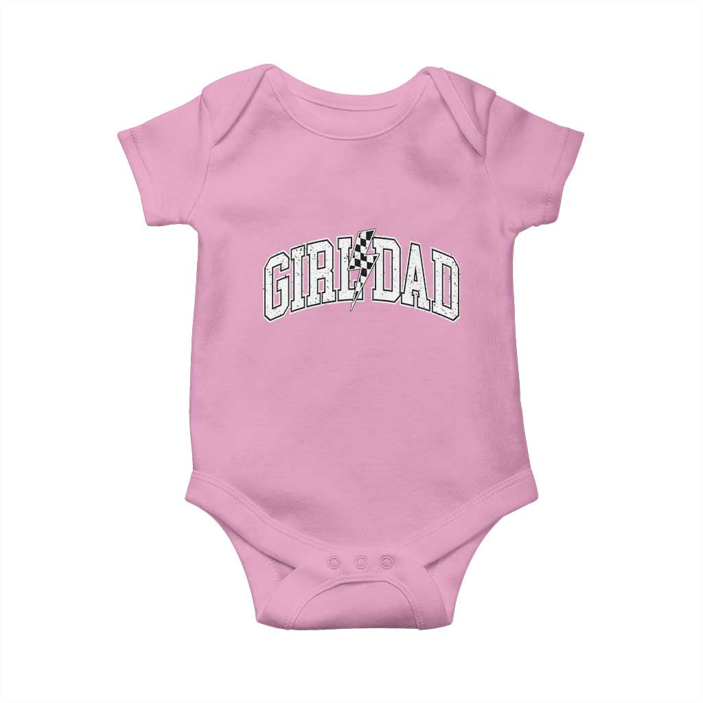 Girl Dad Lightning Bolt Checkered Varsity Daughter Daddy Baby Onesie TS11 Light Pink Print Your Wear