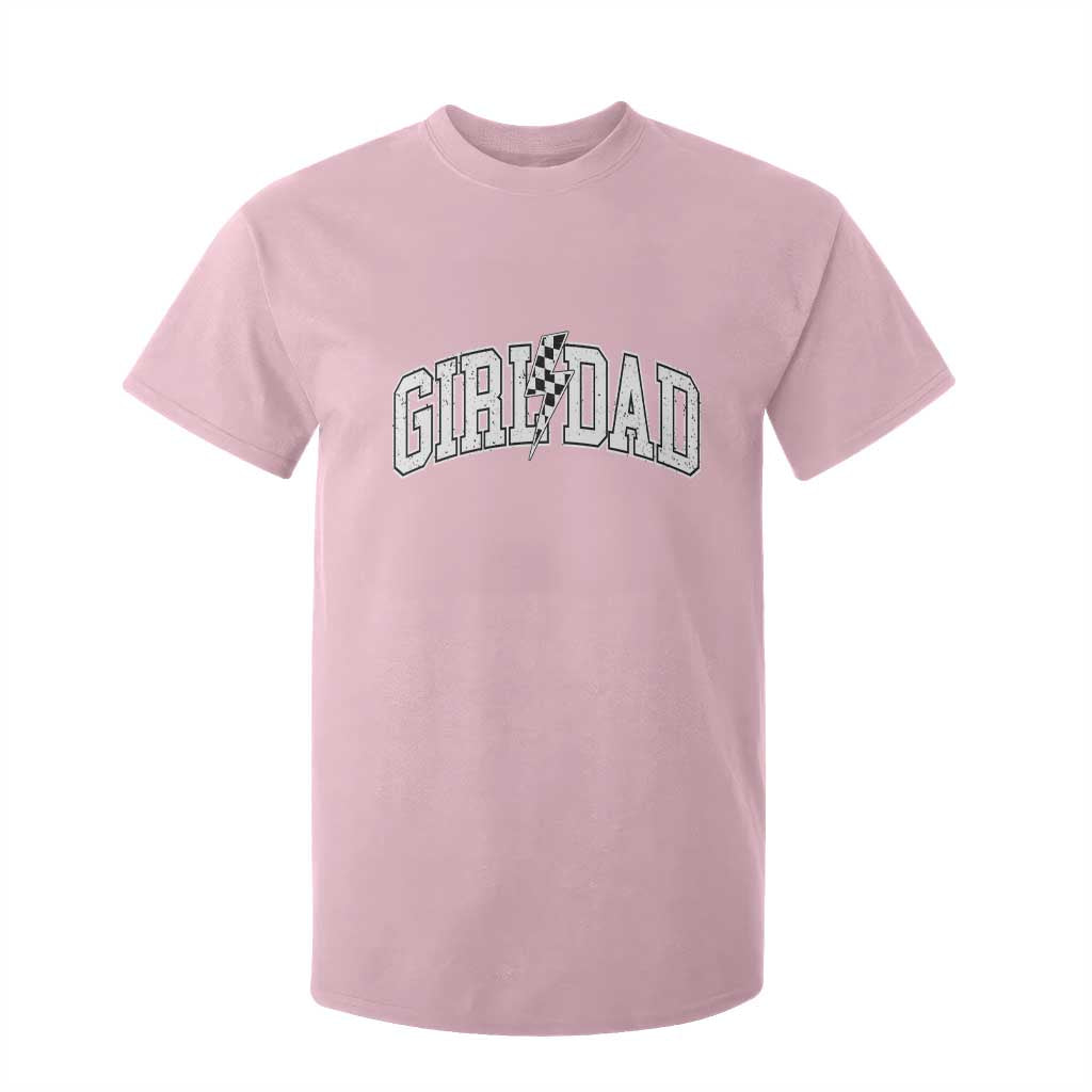 Girl Dad Lightning Bolt Checkered Varsity Daughter Daddy T Shirt For Kid TS11 Light Pink Print Your Wear