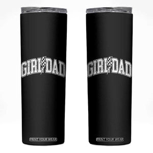Girl Dad Lightning Bolt Checkered Varsity Daughter Daddy Skinny Tumbler TS11 Black Print Your Wear