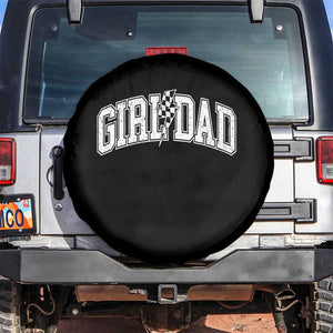 Girl Dad Lightning Bolt Checkered Varsity Daughter Daddy Spare Tire Cover TS11 No hole Black Print Your Wear