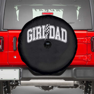 Girl Dad Lightning Bolt Checkered Varsity Daughter Daddy Spare Tire Cover TS11 Black Print Your Wear
