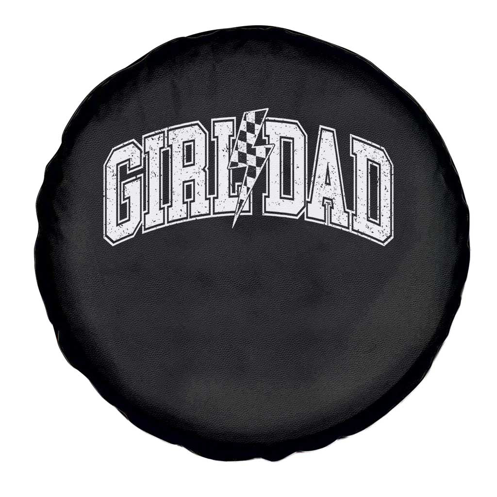 Girl Dad Lightning Bolt Checkered Varsity Daughter Daddy Spare Tire Cover TS11 Print Your Wear