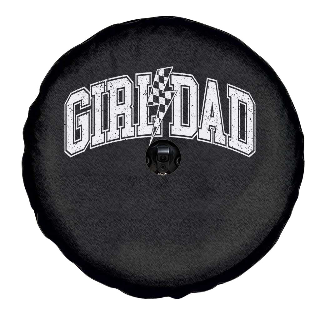Girl Dad Lightning Bolt Checkered Varsity Daughter Daddy Spare Tire Cover TS11 Print Your Wear