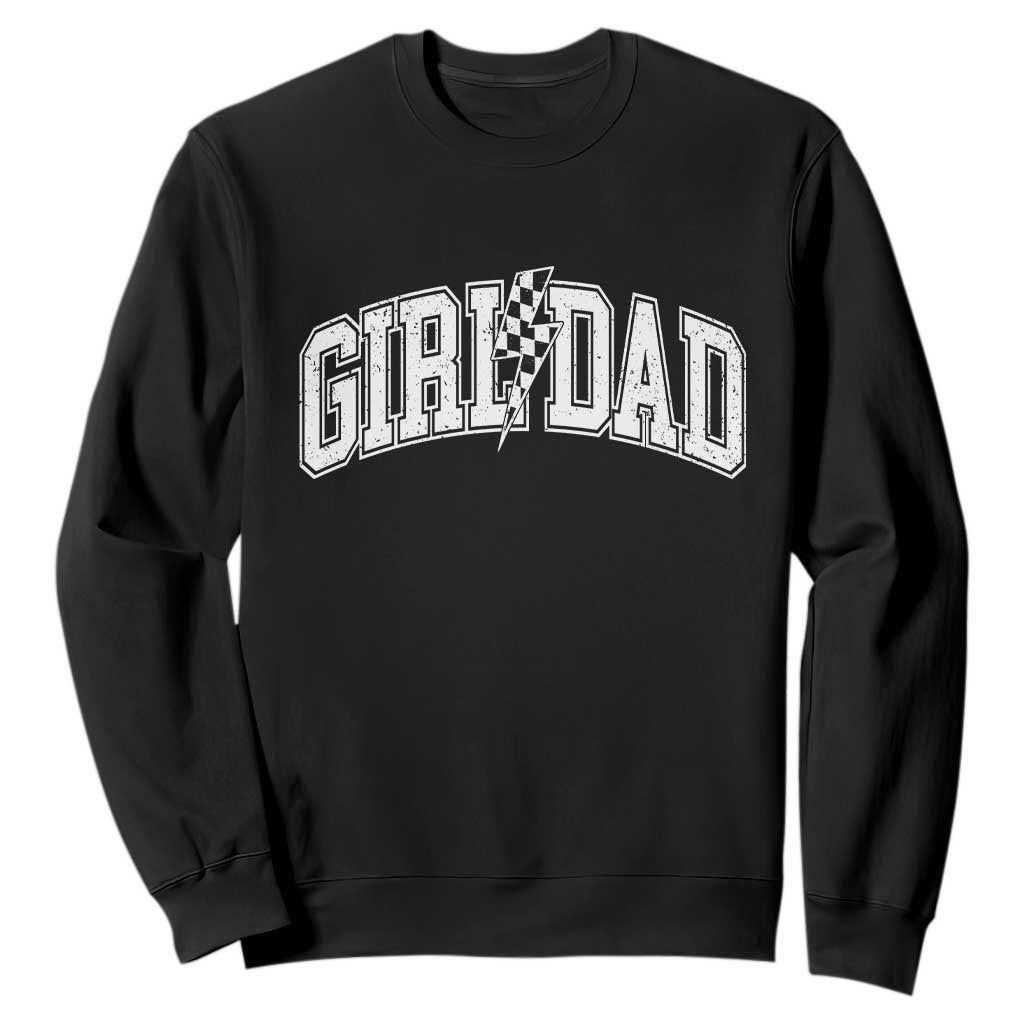Girl Dad Lightning Bolt Checkered Varsity Daughter Daddy Sweatshirt TS11 Black Print Your Wear