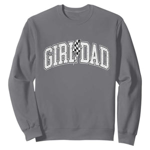 Girl Dad Lightning Bolt Checkered Varsity Daughter Daddy Sweatshirt TS11 Charcoal Print Your Wear