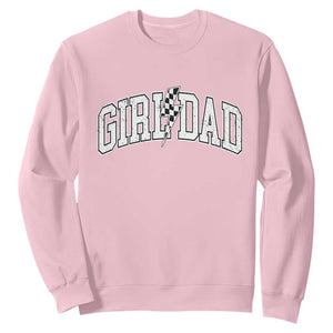 Girl Dad Lightning Bolt Checkered Varsity Daughter Daddy Sweatshirt TS11 Light Pink Print Your Wear