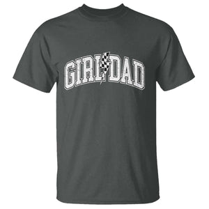 Girl Dad Lightning Bolt Checkered Varsity Daughter Daddy T Shirt TS11 Dark Heather Print Your Wear