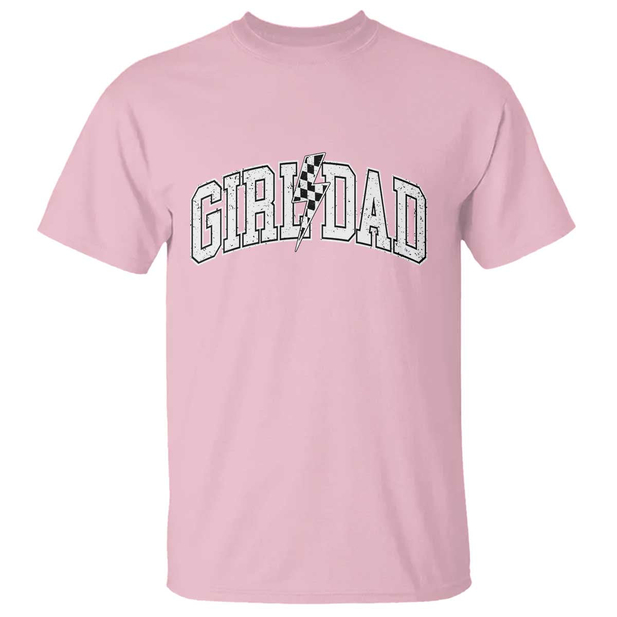 Girl Dad Lightning Bolt Checkered Varsity Daughter Daddy T Shirt TS11 Light Pink Print Your Wear