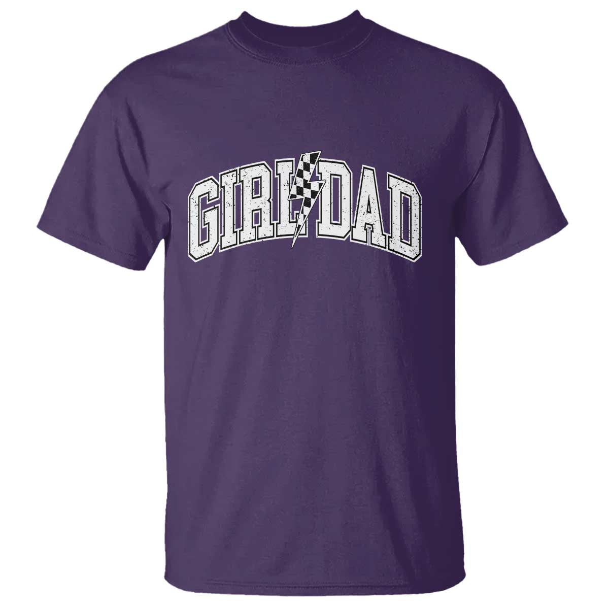 Girl Dad Lightning Bolt Checkered Varsity Daughter Daddy T Shirt TS11 Purple Print Your Wear