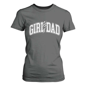 Girl Dad Lightning Bolt Checkered Varsity Daughter Daddy T Shirt For Women TS11 Dark Heather Print Your Wear