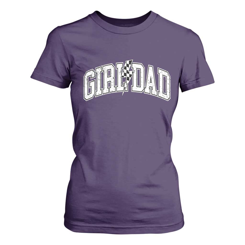 Girl Dad Lightning Bolt Checkered Varsity Daughter Daddy T Shirt For Women TS11 Purple Print Your Wear