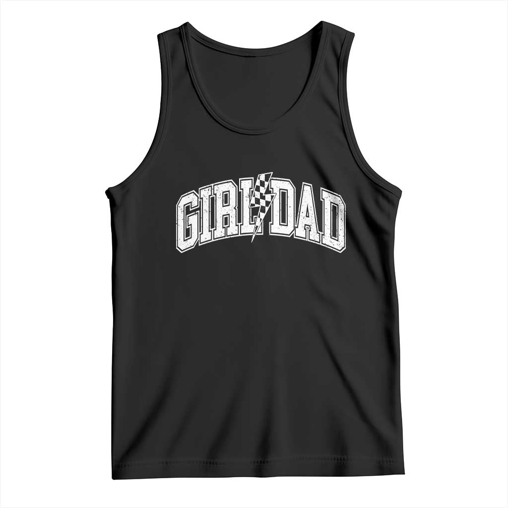 Girl Dad Lightning Bolt Checkered Varsity Daughter Daddy Tank Top TS11 Black Print Your Wear