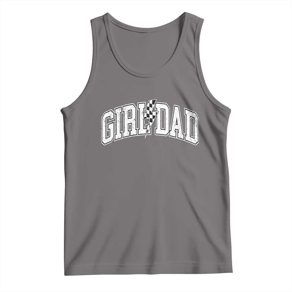 Girl Dad Lightning Bolt Checkered Varsity Daughter Daddy Tank Top TS11 Deep Heather Print Your Wear