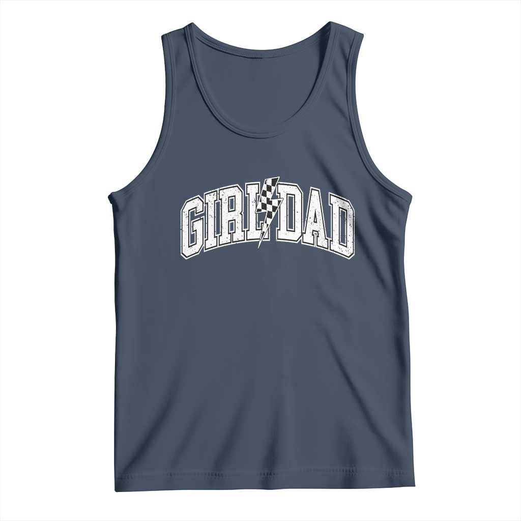 Girl Dad Lightning Bolt Checkered Varsity Daughter Daddy Tank Top TS11 Navy Print Your Wear