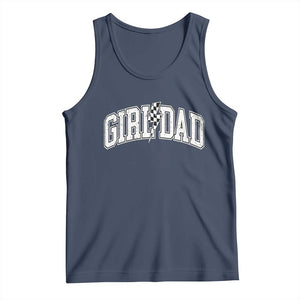 Girl Dad Lightning Bolt Checkered Varsity Daughter Daddy Tank Top TS11 Navy Print Your Wear