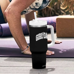 Girl Dad Lightning Bolt Checkered Varsity Daughter Daddy Tumbler With Handle TS11 Print Your Wear