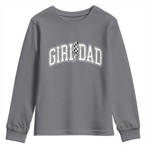 Girl Dad Lightning Bolt Checkered Varsity Daughter Daddy Youth Sweatshirt TS11 Charcoal Print Your Wear