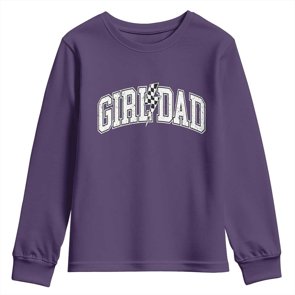 Girl Dad Lightning Bolt Checkered Varsity Daughter Daddy Youth Sweatshirt TS11 Purple Print Your Wear