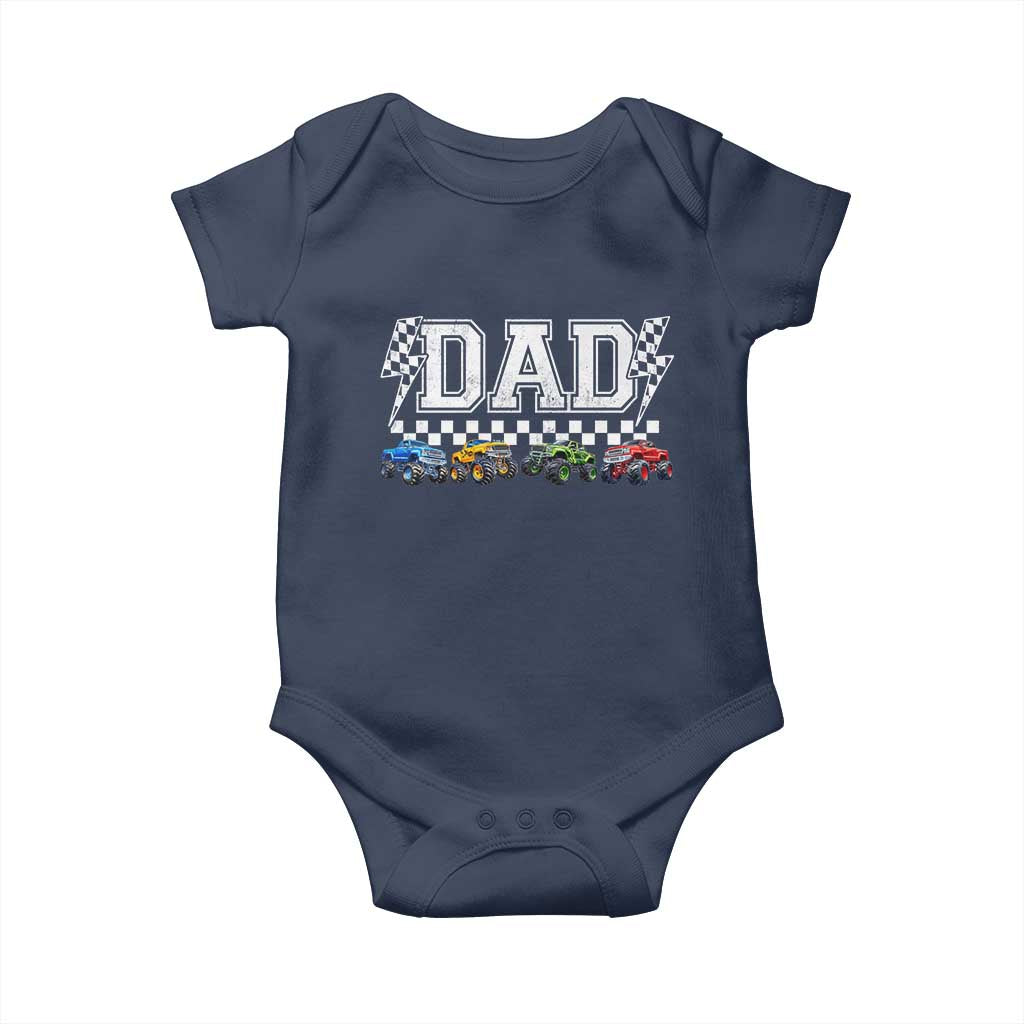 Monster Truck Dad Baby Onesie Funny Truck Daddy Checkered Father's Day TS11 Navy Print Your Wear