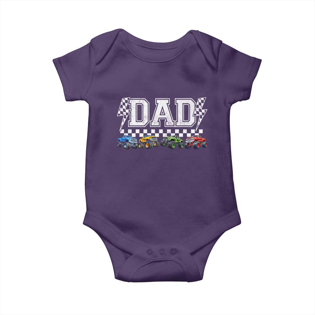Monster Truck Dad Baby Onesie Funny Truck Daddy Checkered Father's Day TS11 Purple Print Your Wear