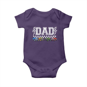 Monster Truck Dad Baby Onesie Funny Truck Daddy Checkered Father's Day TS11 Purple Print Your Wear