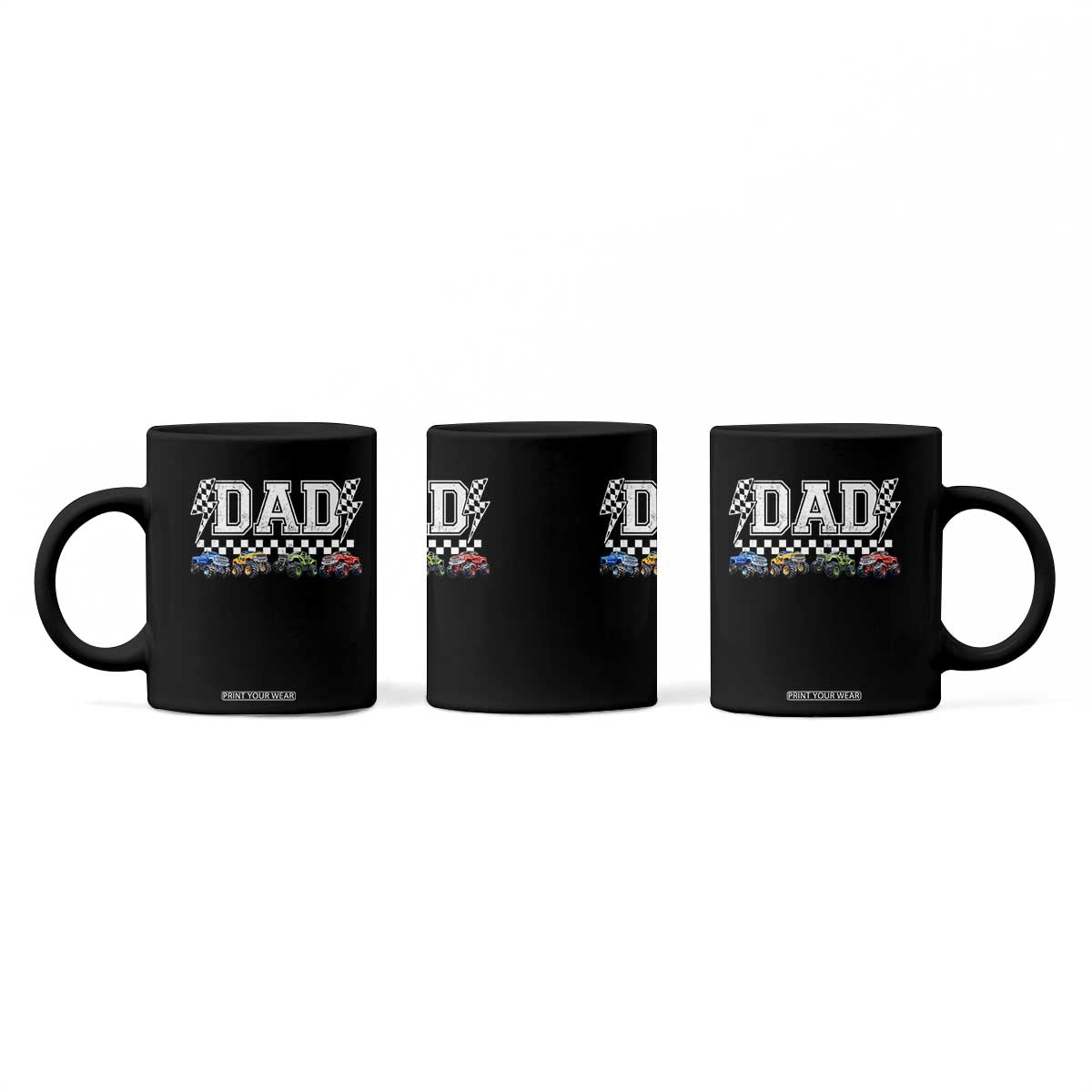 Monster Truck Dad Coffee Mug Funny Truck Daddy Checkered Father's Day TS11 Print Your Wear