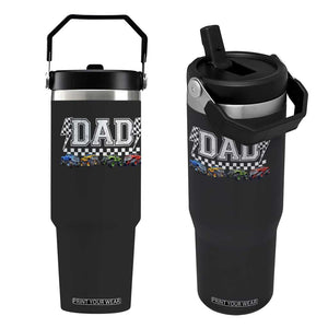 Monster Truck Dad Flip Straw Tumbler Funny Truck Daddy Checkered Father's Day TS11 One Size: 30 oz Black Print Your Wear