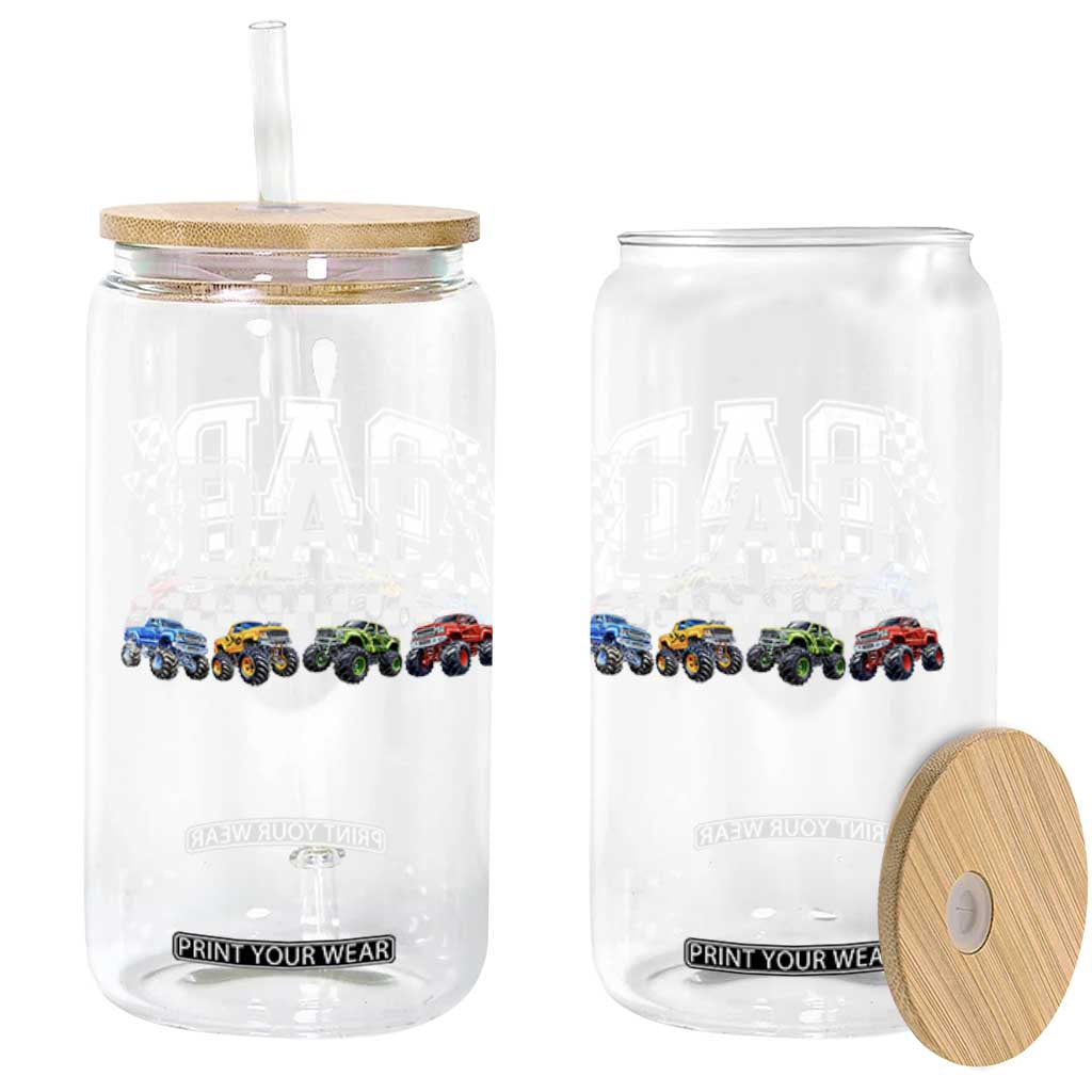Monster Truck Dad Glass Can Funny Truck Daddy Checkered Father's Day TS11 Print Your Wear